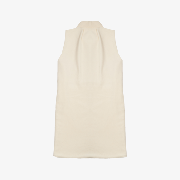 Manteau long sans manches blanc, cachemire et laine