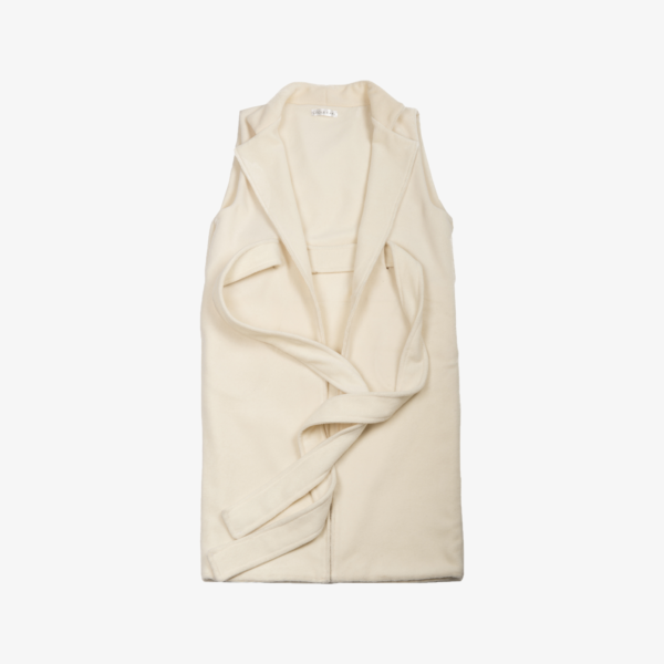 Manteau long sans manches blanc, cachemire et laine
