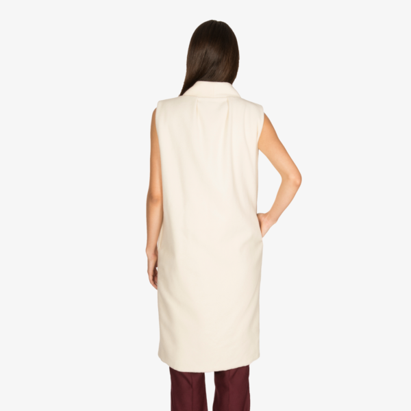 Manteau long sans manches blanc, cachemire et laine