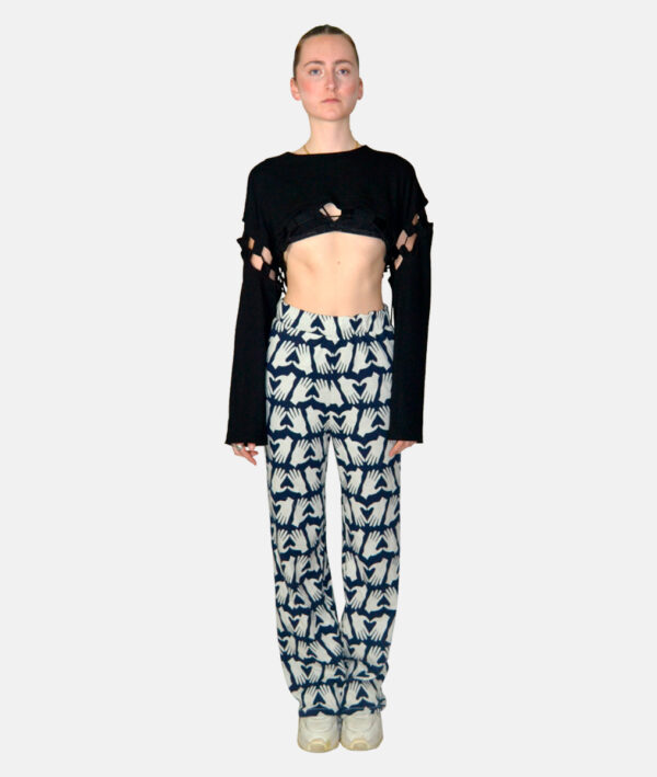 Pantalon évasé en jacquard imprimé