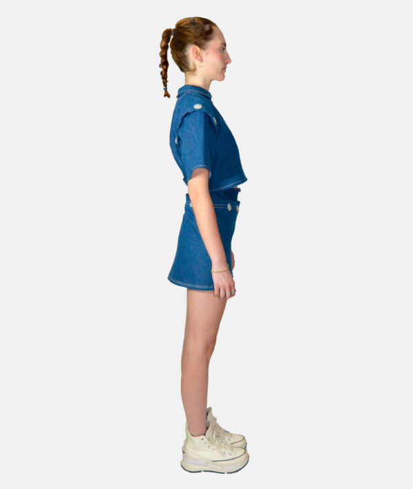 Jupe denim asymétrique taille haute/taille basse