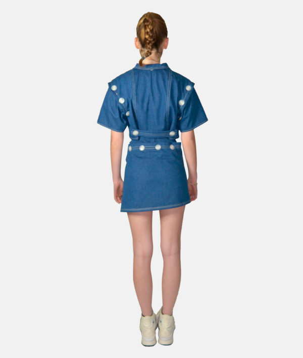 Jupe denim asymétrique taille haute/taille basse