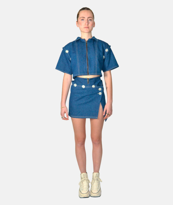 Chemise denim courte
