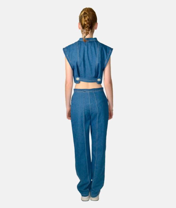 Pantalon denim taille haute/taille basse