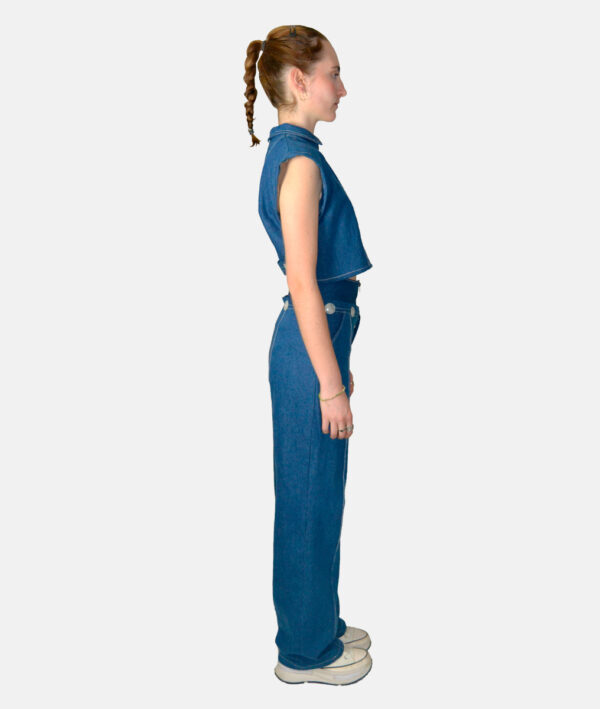 Pantalon denim taille haute/taille basse