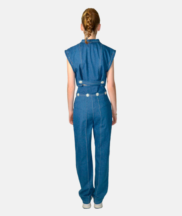 Pantalon denim taille haute/taille basse