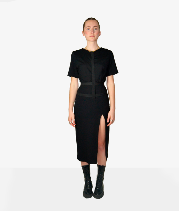 Robe fendue en jersey noir