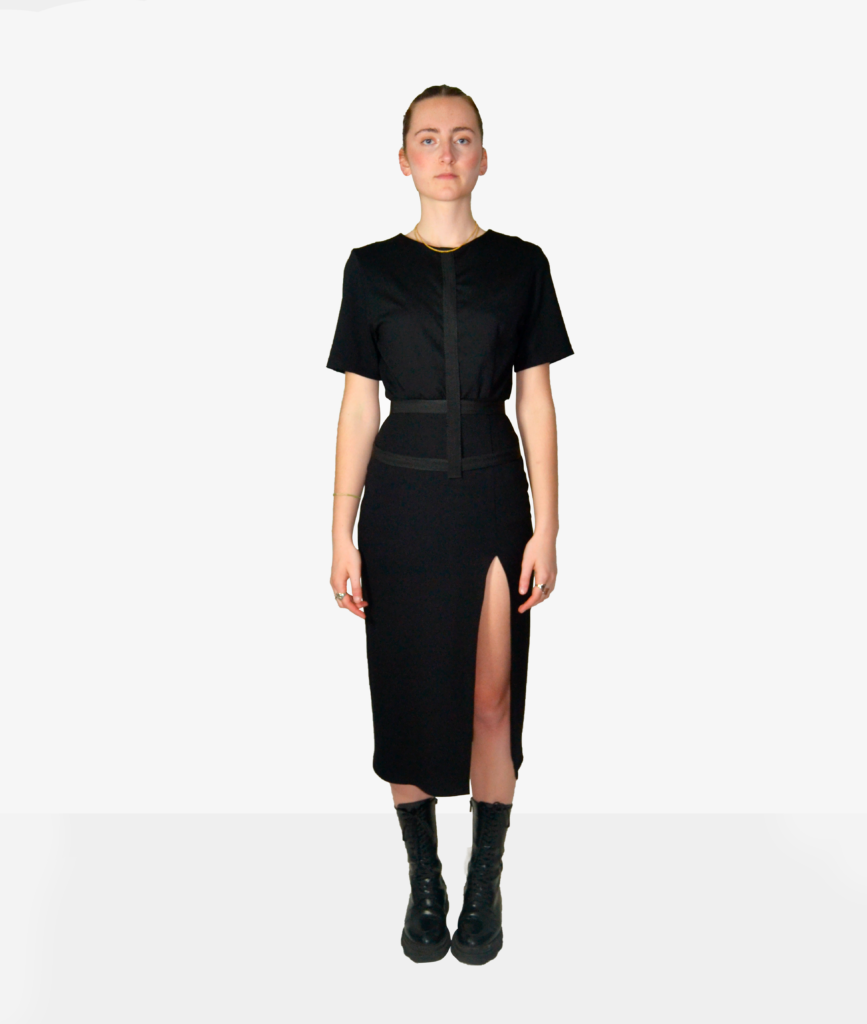 Robe fendue en jersey noir