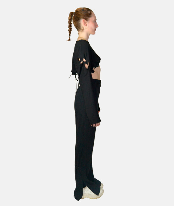 Pantalon large côtelé noir