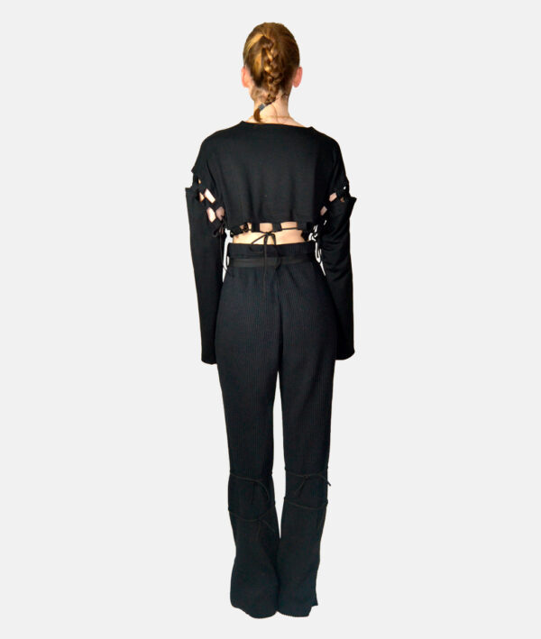 Pantalon large côtelé noir