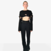 Pantalon noir en bord-côtes
